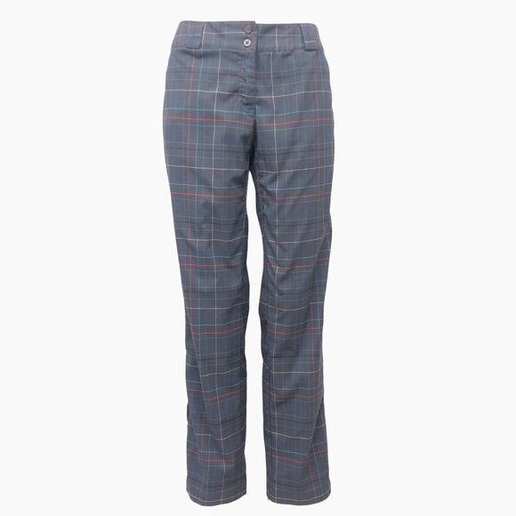 Slazenger Pants - Slazenger Graphite Black Coral Turquoise Tan Plaid Activewear Pants with Pockets